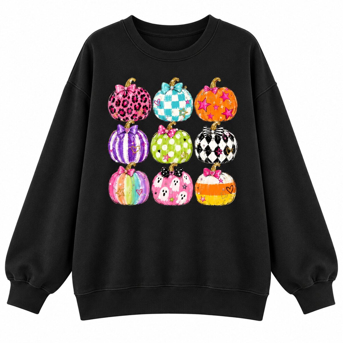 Coquette Halloween Pumpkin T-Shirt/Sweatshirt/Hoodie – Colorful Bow Graphic Vintage Washed Tee