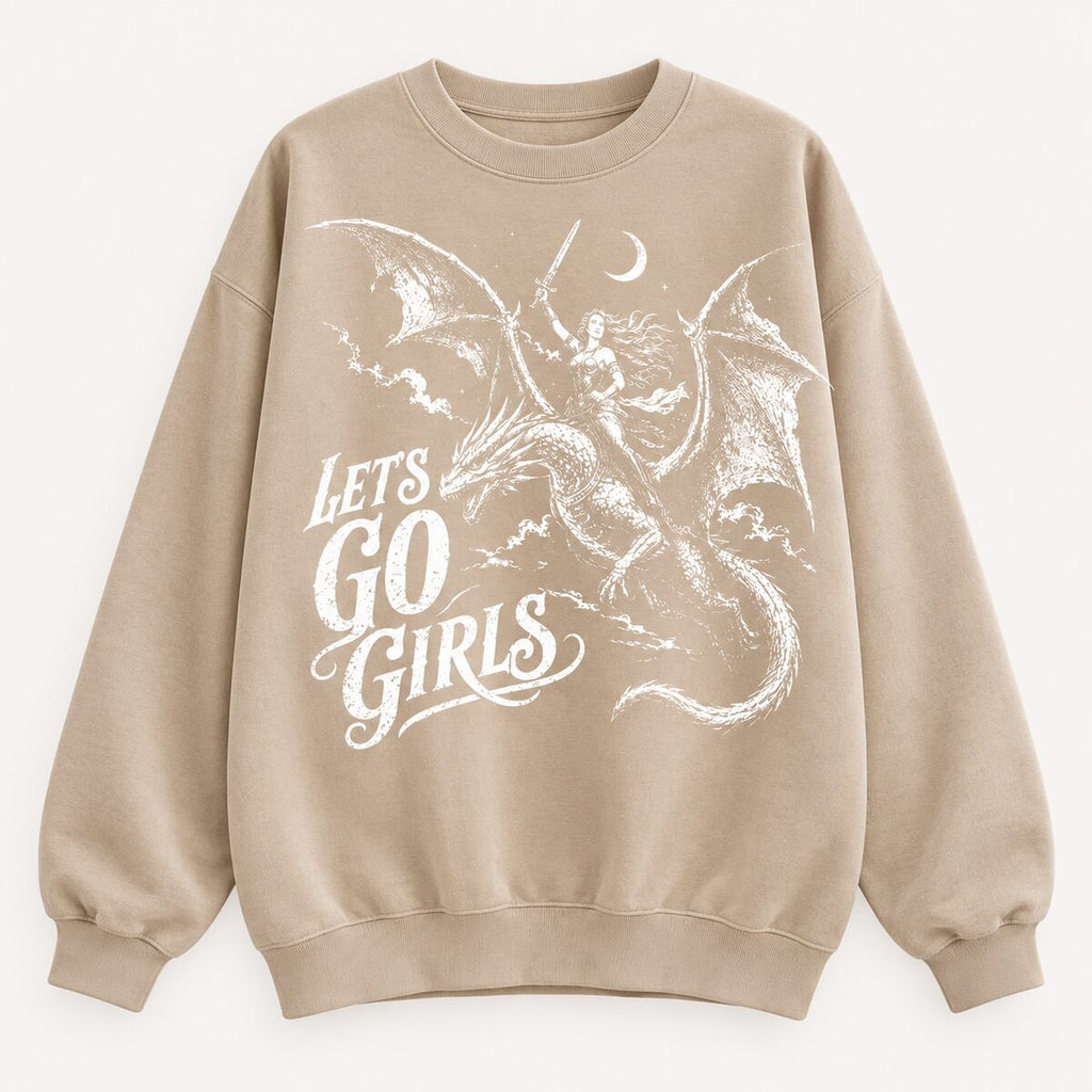Let’s Go Girls Dragon Rider Shirt/Sweatshirt/Hoodie – Vintage Fantasy Woman Graphic Tee