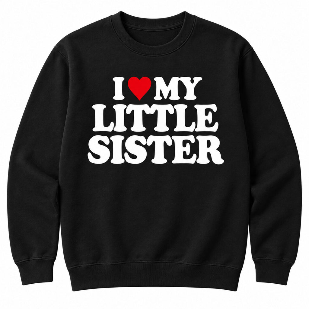 I Love My Little Sister T-Shirt/Sweatshirt/Hoodie – Retro Heart Graphic Tee, Cute Sibling Love Gift