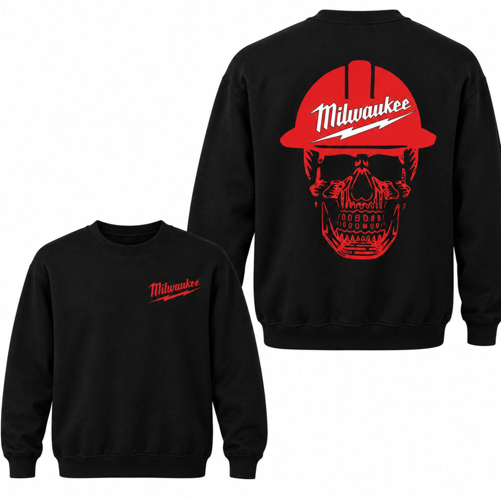Milwaukee Skull Graphic T-Shirt/Sweatshirt/Hoodie – Hard Hat Workwear Front & Back Print Tee
