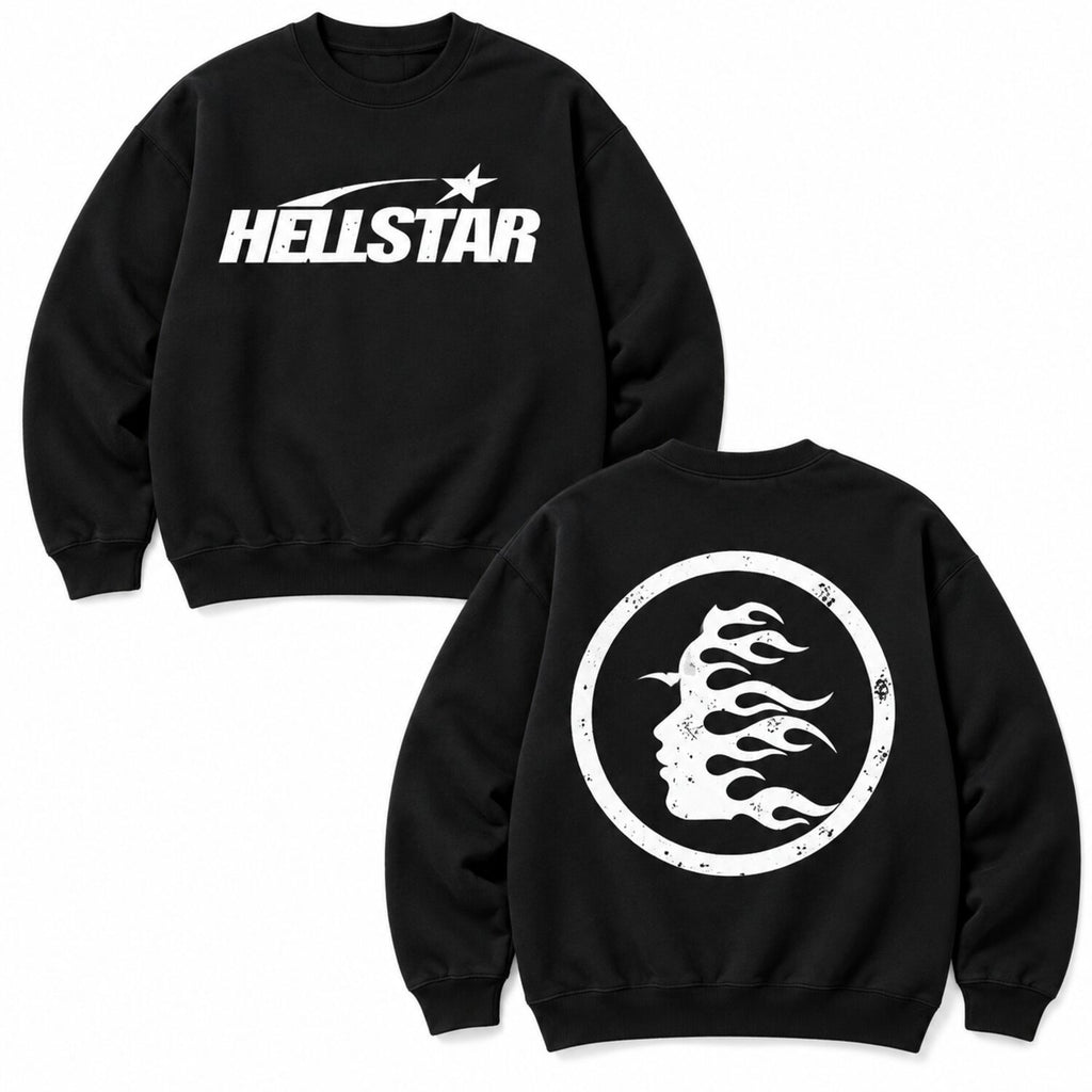Hellstar Flame Graphic T-Shirt/Sweatshirt/Hoodie – Double-Sided Gothic Streetwear Tee