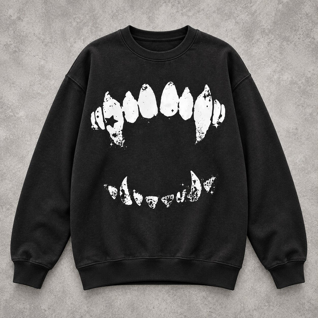 Vintage Vampire Fangs T-Shirt/Sweatshirt/Hoodie – Gothic Horror Bite Graphic Washed Tee