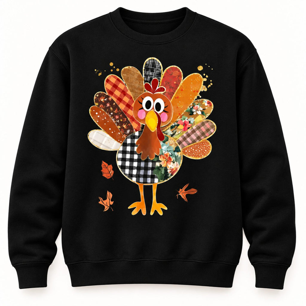 Women's Cute Patchwork Turkey T-Shirt/Sweatshirt/Hoodie – Thanksgiving Fall Graphic Tee