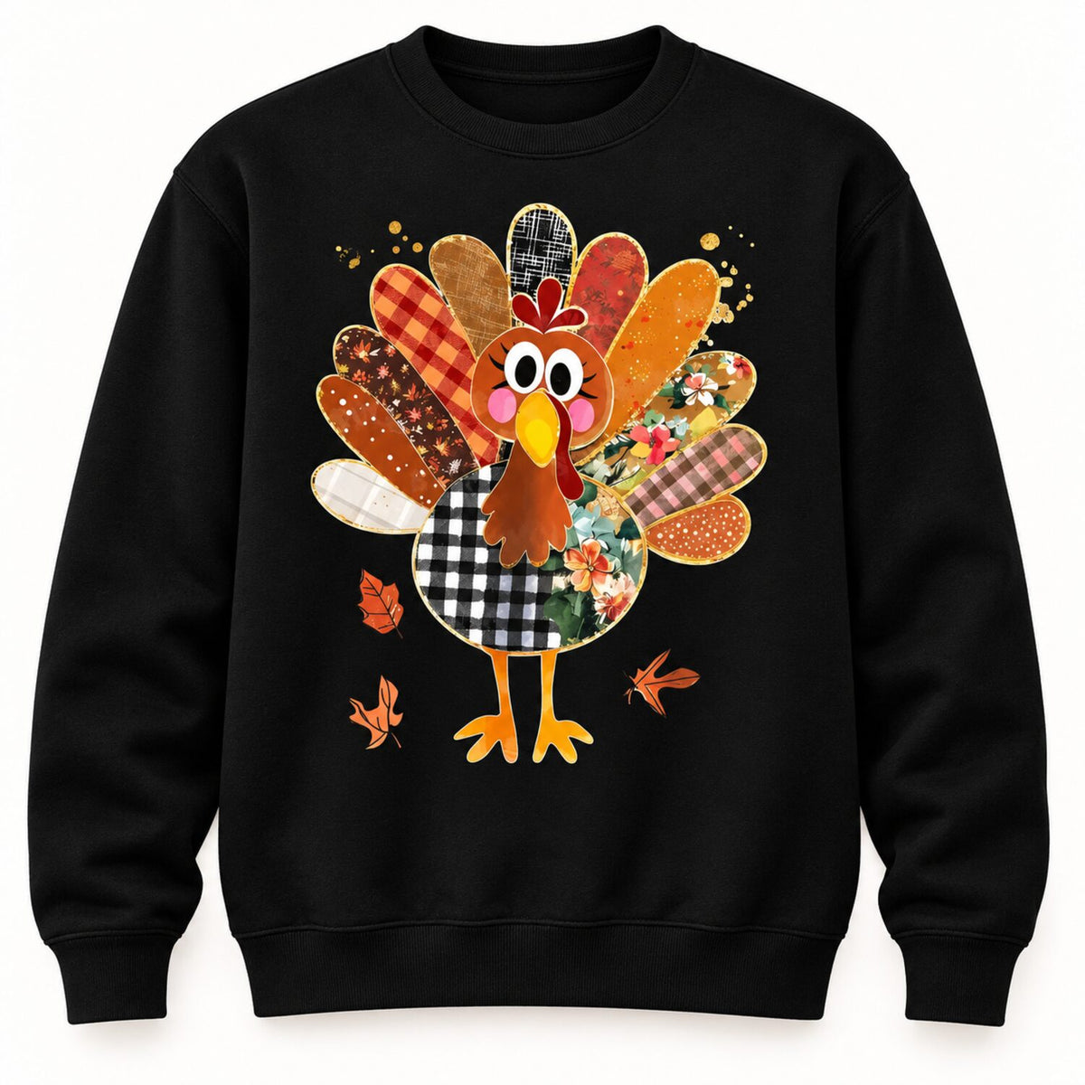 Women's Cute Patchwork Turkey T-Shirt/Sweatshirt/Hoodie – Thanksgiving Fall Graphic Tee