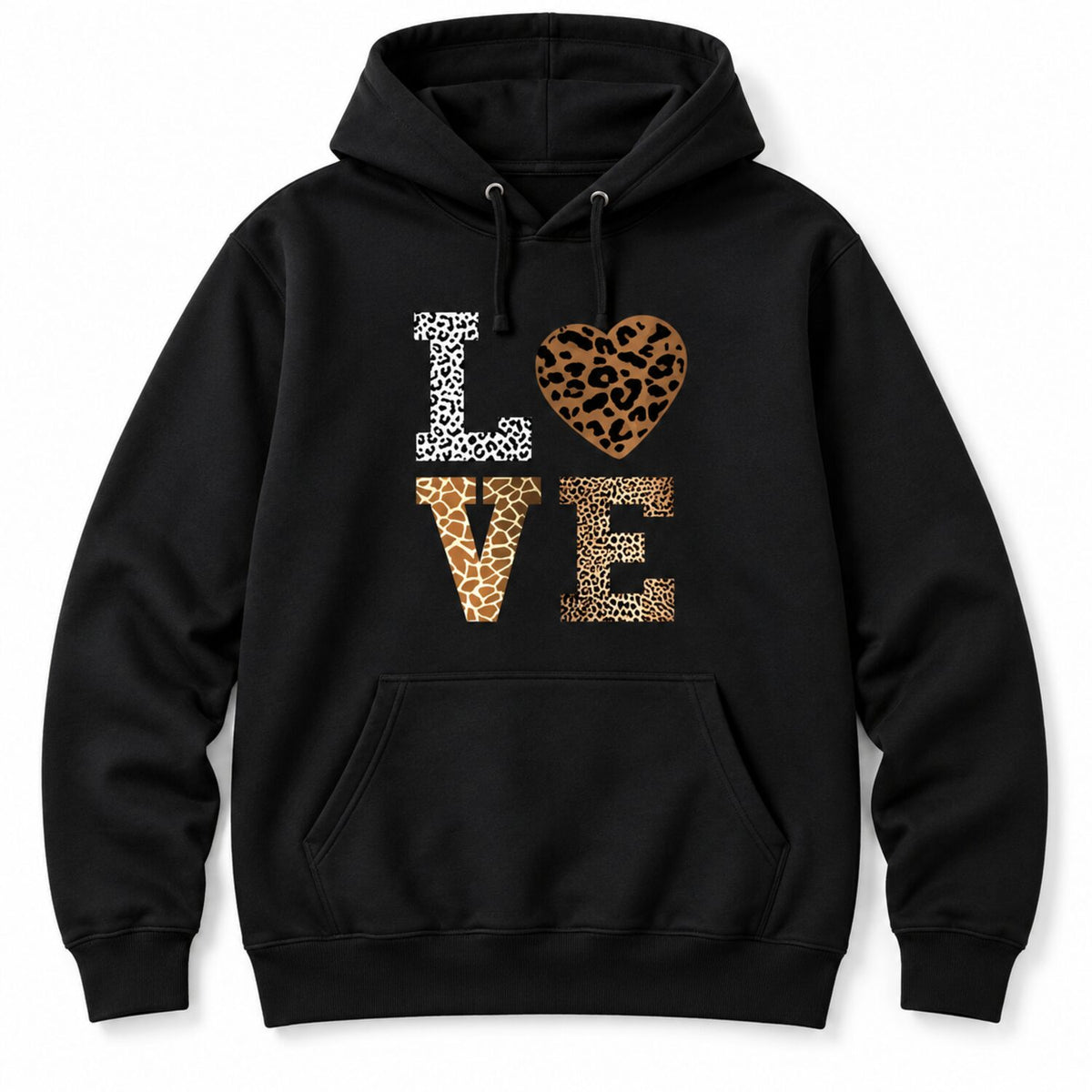 Leopard Print LOVE Long Sleeve Shirt/Sweatshirt/Hoodie – Women's Red Heart Graphic Casual Top