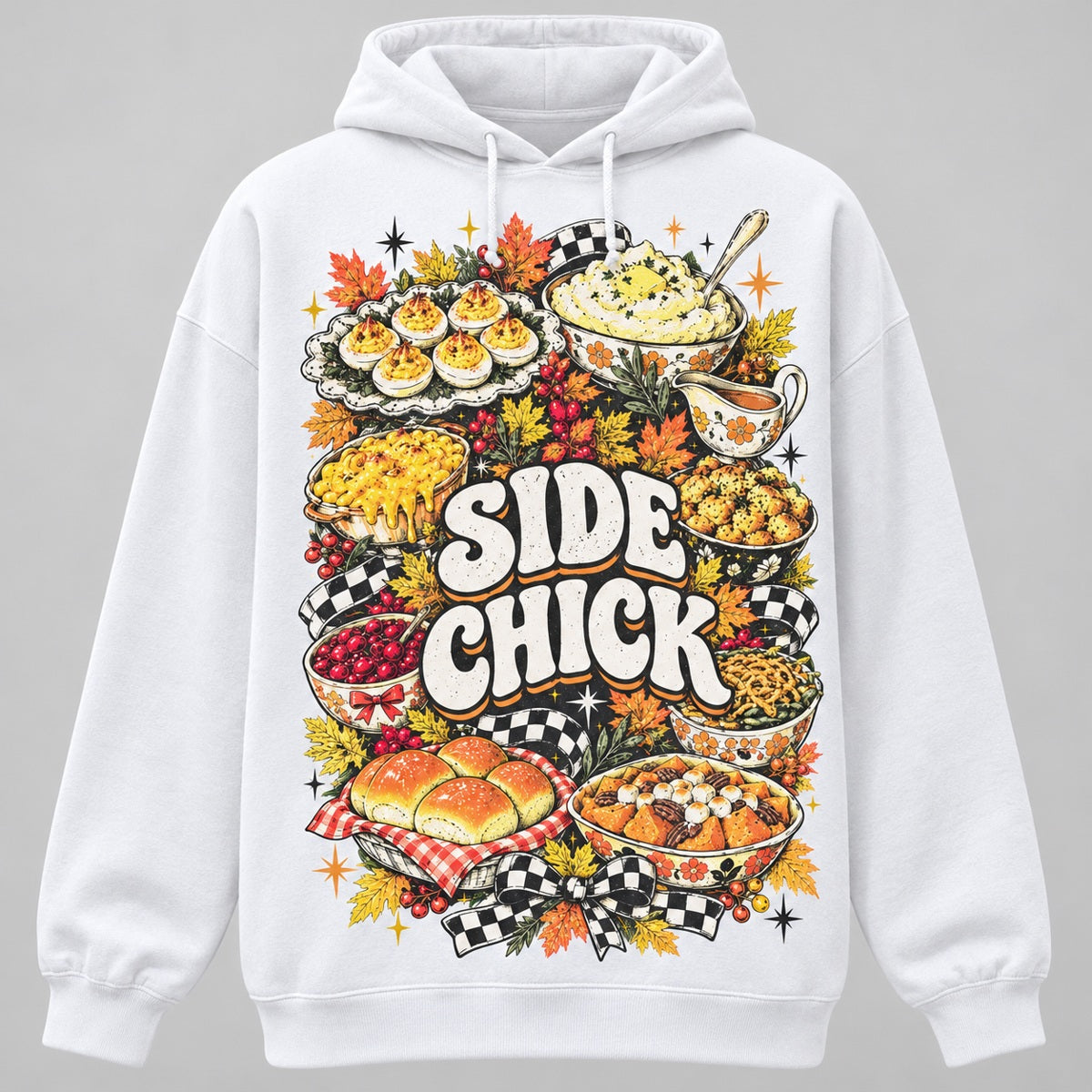 Side Chick Funny Thanksgiving T-Shirt, Sweatshirt & Hoodie – Retro Side Dish Graphic for Friendsgiving