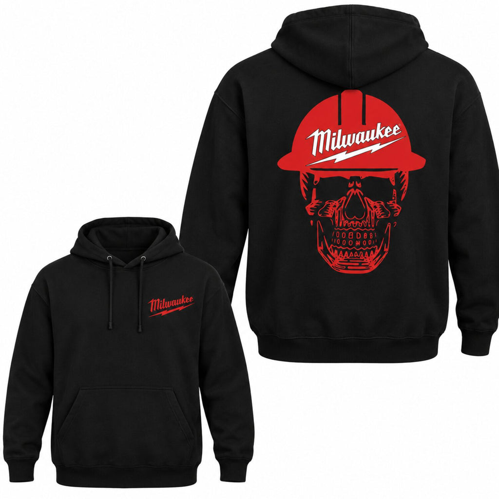 Milwaukee Skull Graphic T-Shirt/Sweatshirt/Hoodie – Hard Hat Workwear Front & Back Print Tee