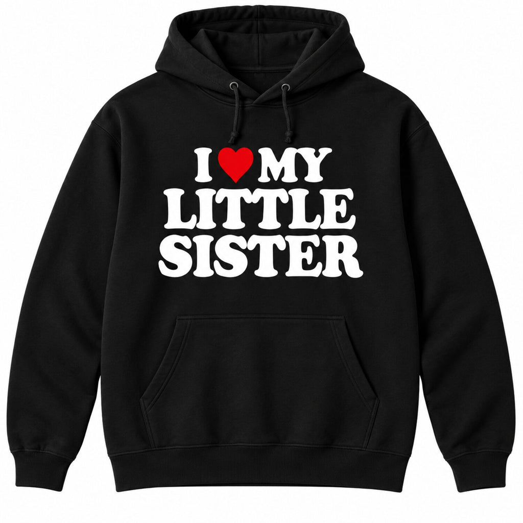 I Love My Little Sister T-Shirt/Sweatshirt/Hoodie – Retro Heart Graphic Tee, Cute Sibling Love Gift