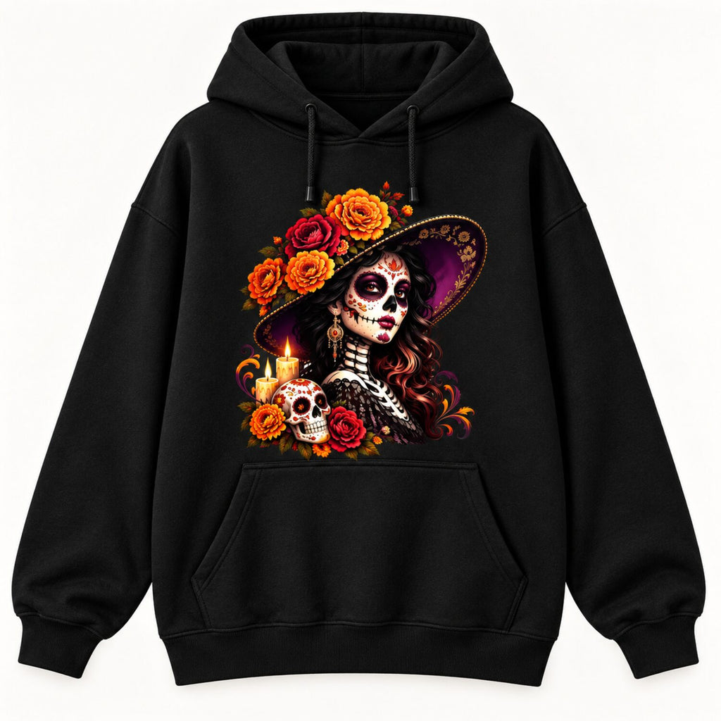 La Catrina Day of the Dead T-Shirt/Sweatshirt/Hoodie – Floral Sugar Skull Mexican Graphic Tee