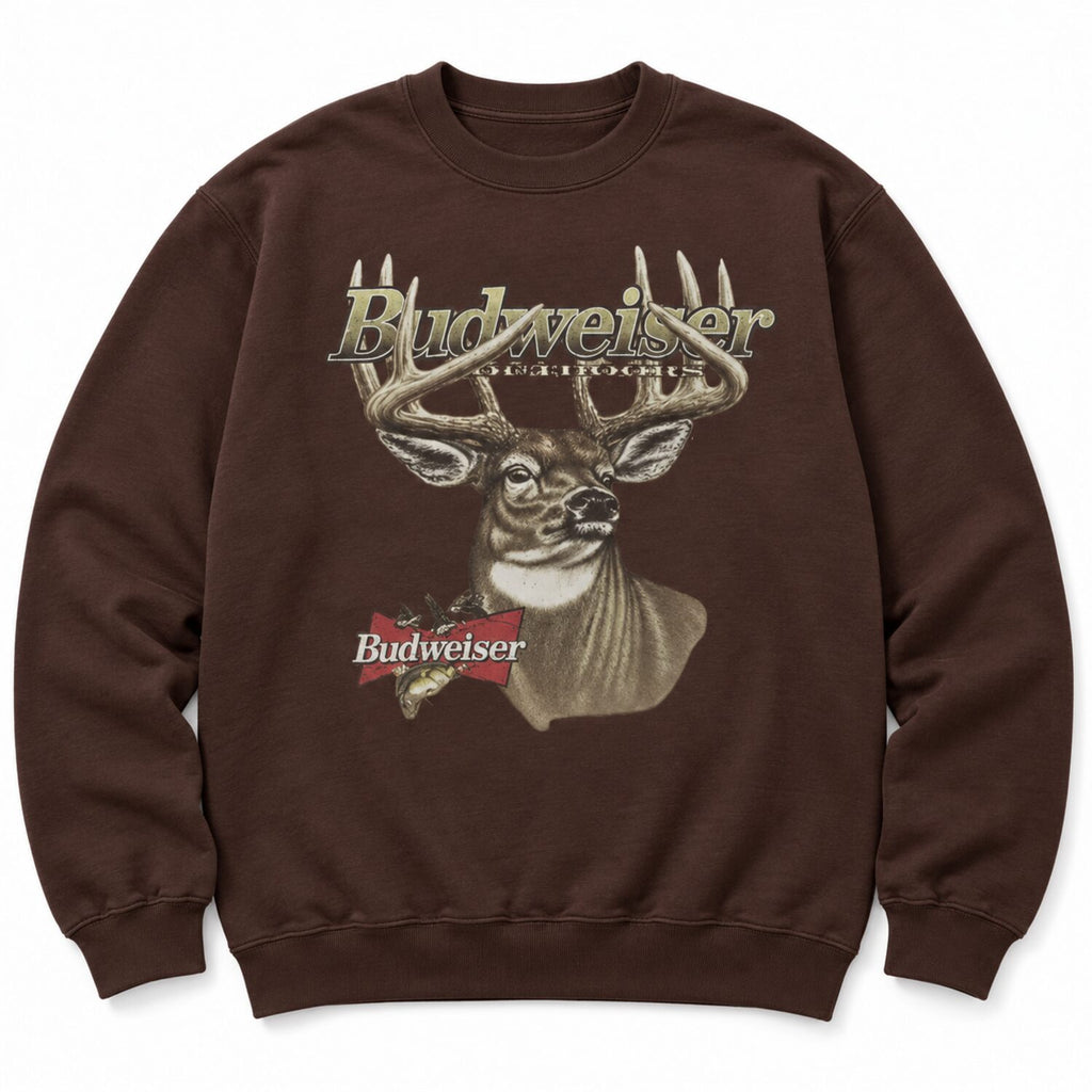 Vintage Budweiser Deer Graphic T-Shirt/Sweatshirt/Hoodie – Retro Americana Brown Western Tee