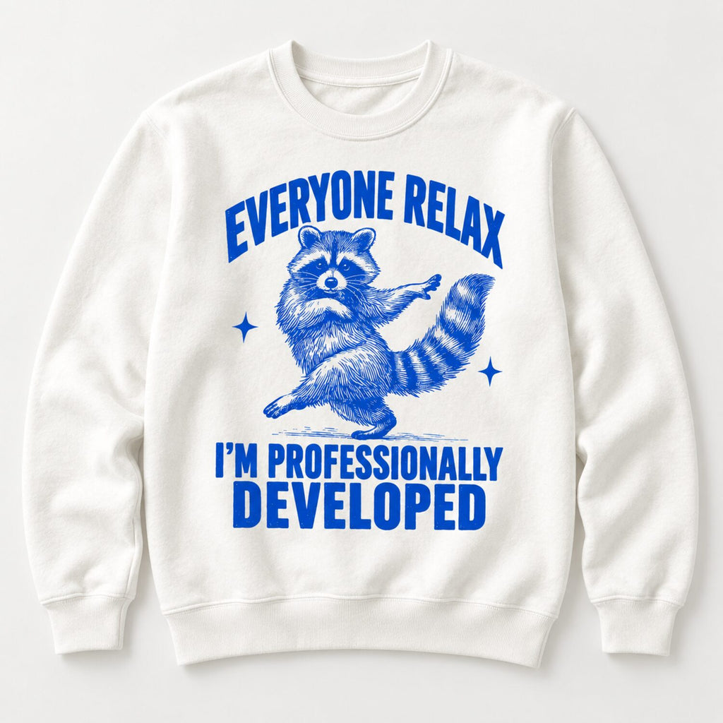 Everyone Relax I'm Professionally Developed Raccoon T-Shirt/Sweatshirt/Hoodie – Funny Teacher Tee