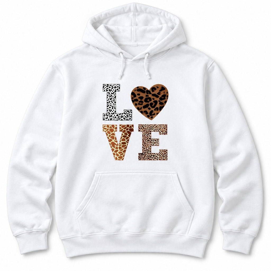 Leopard Print LOVE Long Sleeve Shirt/Sweatshirt/Hoodie – Women's Red Heart Graphic Casual Top