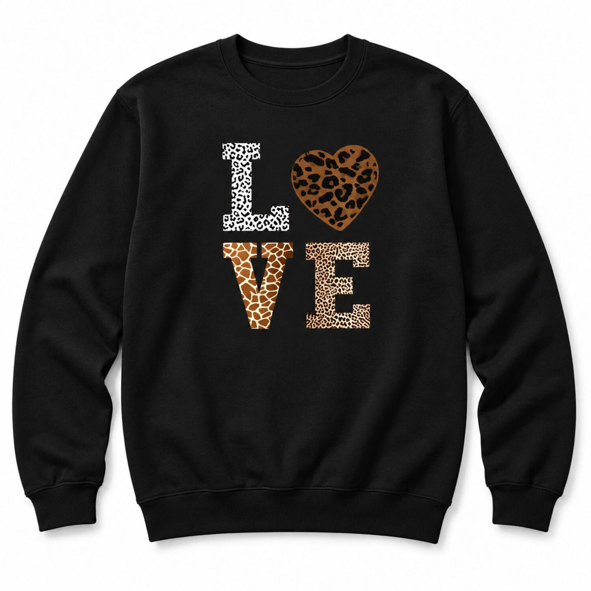 Leopard Print LOVE Long Sleeve Shirt/Sweatshirt/Hoodie – Women's Red Heart Graphic Casual Top