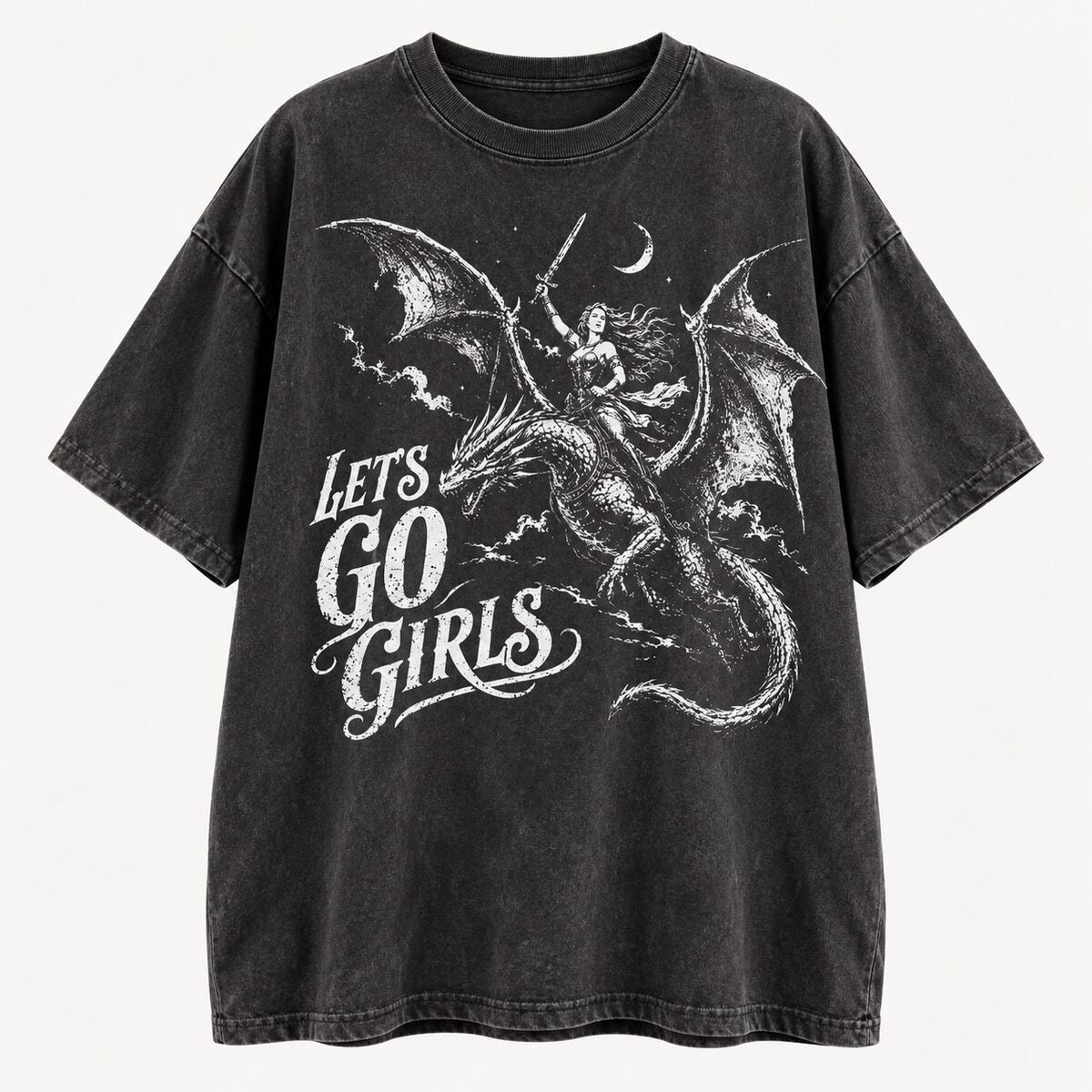 Let’s Go Girls Dragon Rider Shirt/Sweatshirt/Hoodie – Vintage Fantasy Woman Graphic Tee
