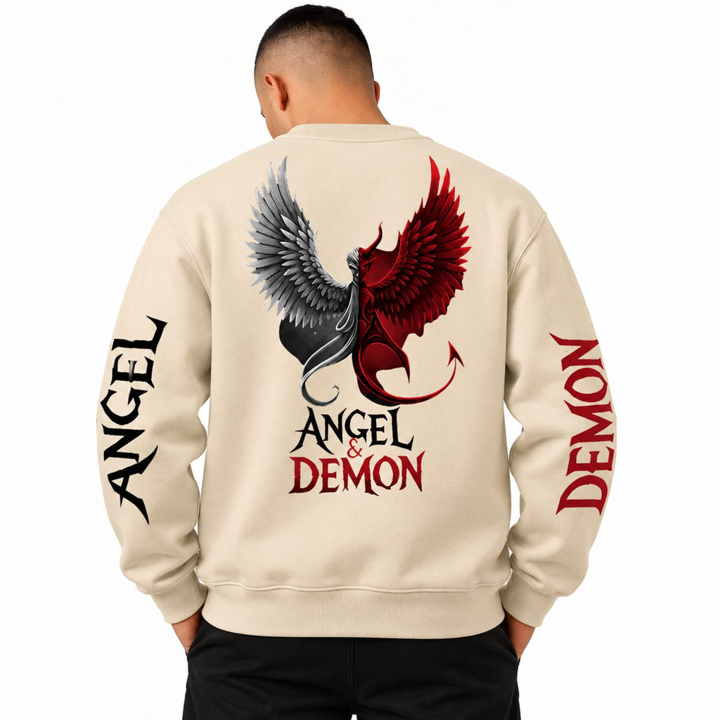 Angel & Demon Gothic Hoodie/Sweatshirt – Dual Wing Graphic Streetwear Sweatshirt