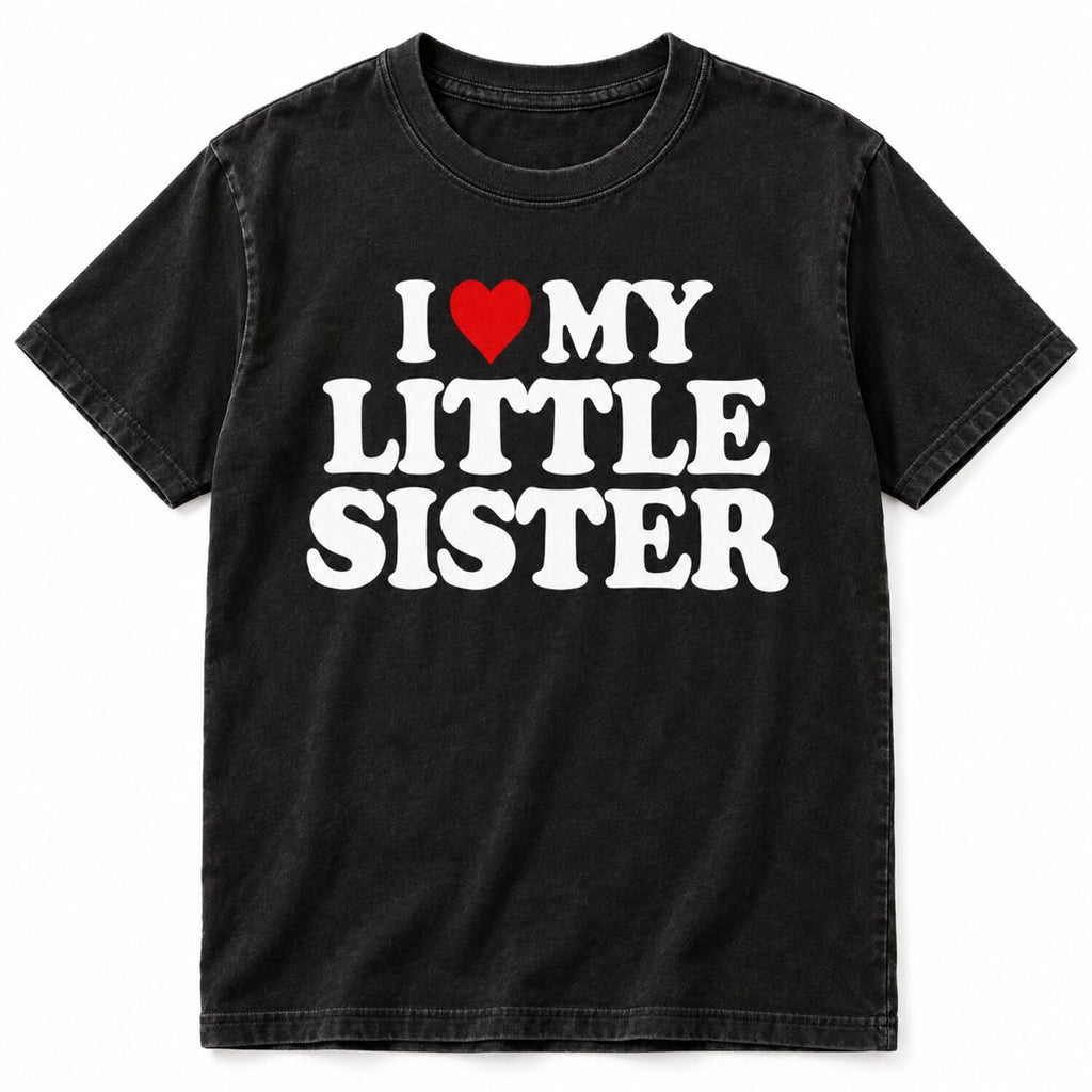 I Love My Little Sister T-Shirt/Sweatshirt/Hoodie – Retro Heart Graphic Tee, Cute Sibling Love Gift