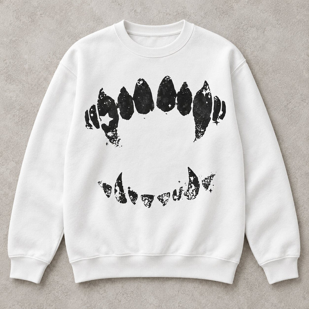 Vintage Vampire Fangs T-Shirt/Sweatshirt/Hoodie – Gothic Horror Bite Graphic Washed Tee