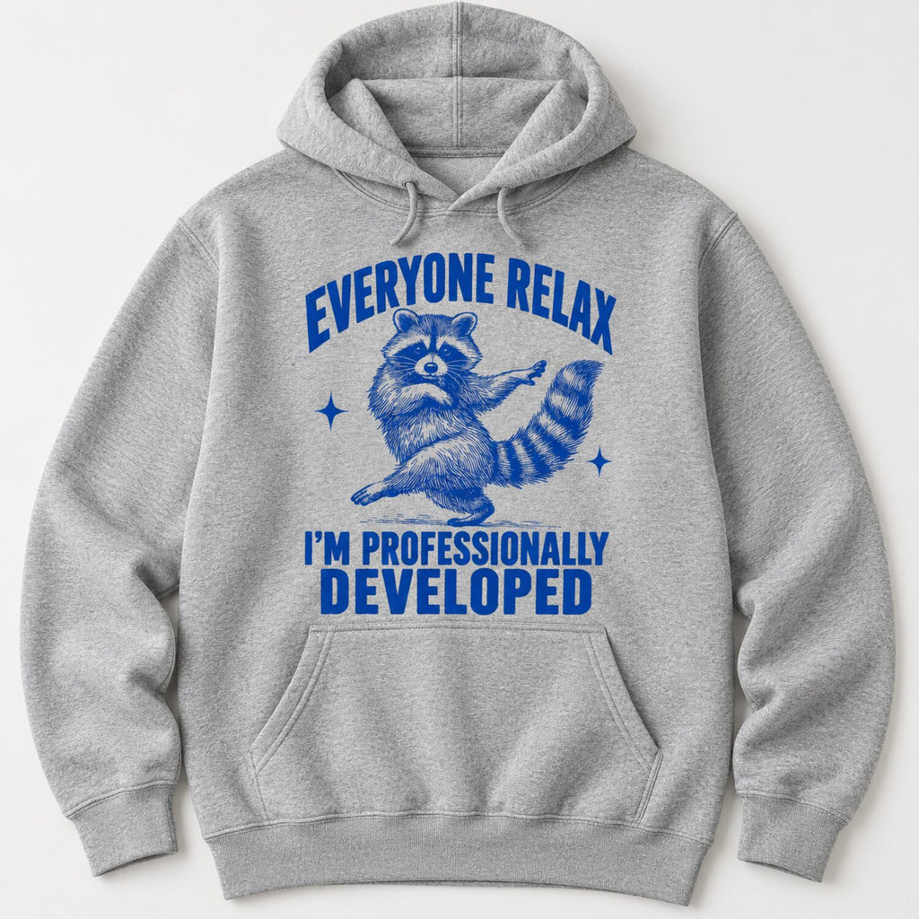 Everyone Relax I'm Professionally Developed Raccoon T-Shirt/Sweatshirt/Hoodie – Funny Teacher Tee