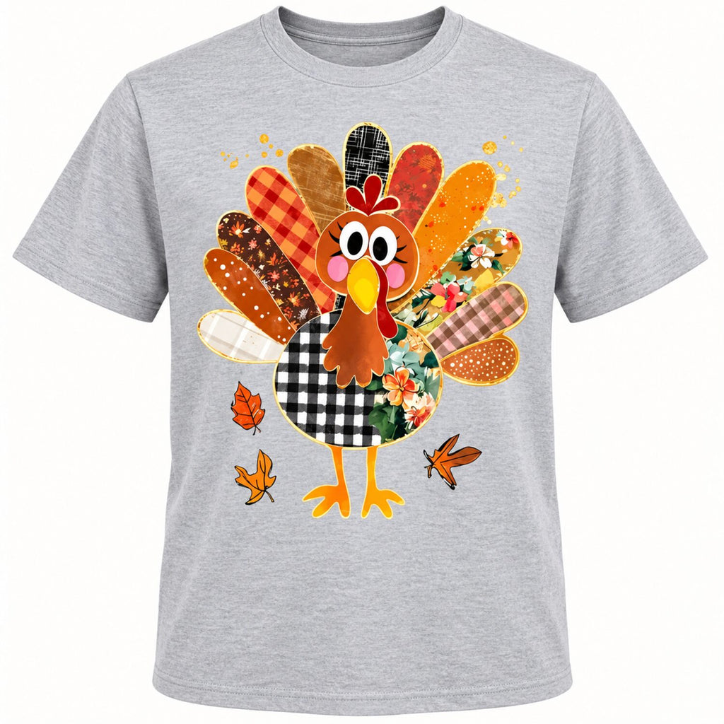 Women's Cute Patchwork Turkey T-Shirt/Sweatshirt/Hoodie – Thanksgiving Fall Graphic Tee