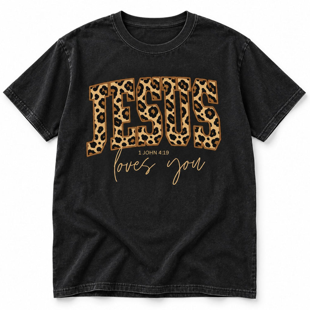 Jesus Loves You Leopard Print T-Shirt/Sweatshirt/Hoodie – Trendy Christian Faith Graphic Tee for Women