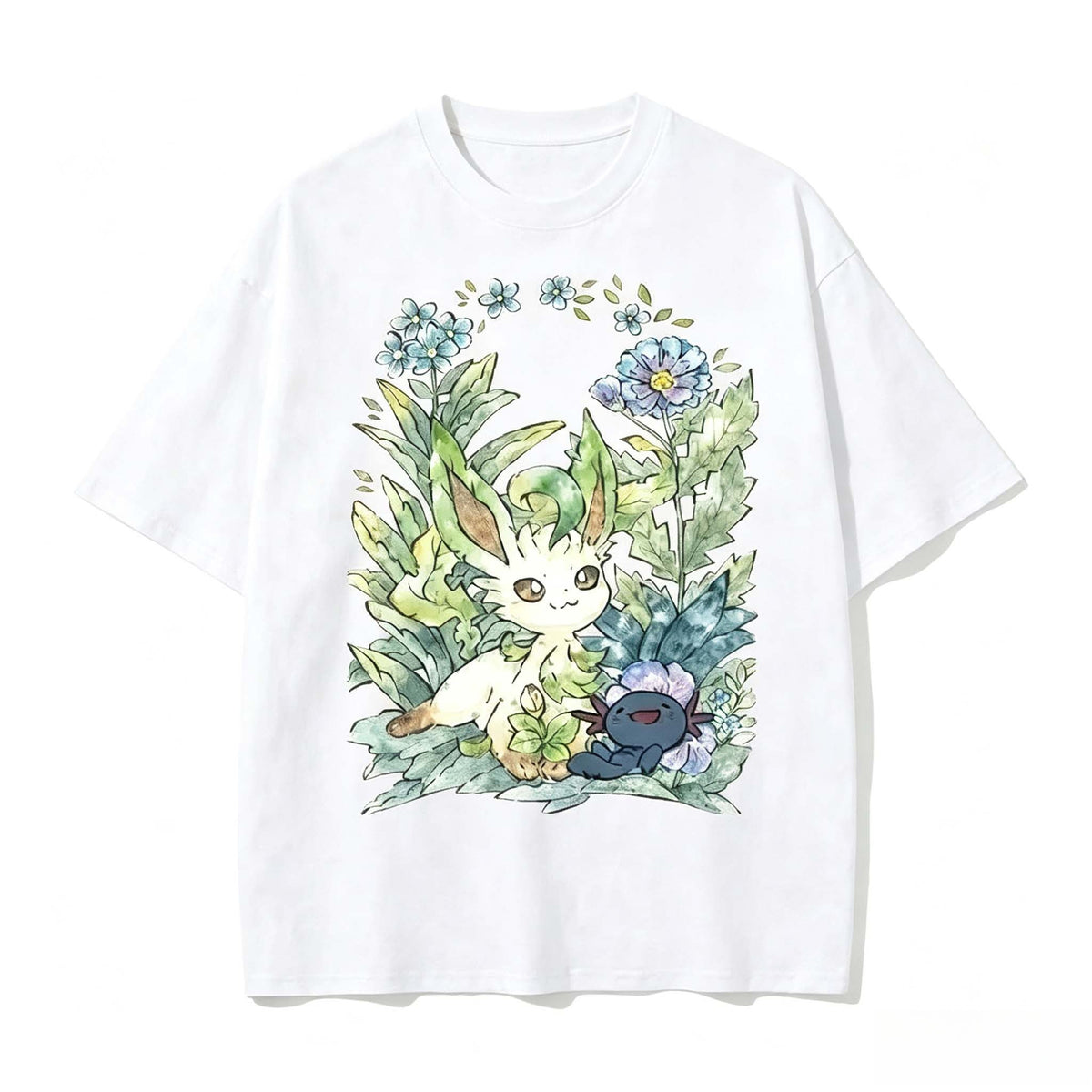 Leafeon Floral Garden T-Shirt, Sweatshirt & Hoodie – Cute Botanical Anime Graphic, Nature Lover & Pokémon Fan Gift