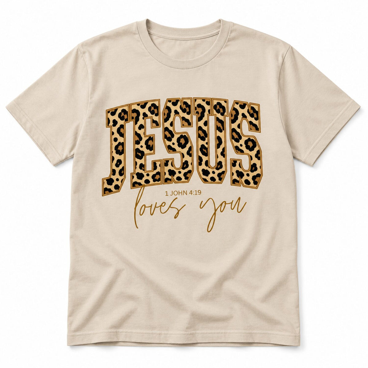 Jesus Loves You Leopard Print T-Shirt/Sweatshirt/Hoodie – Trendy Christian Faith Graphic Tee for Women