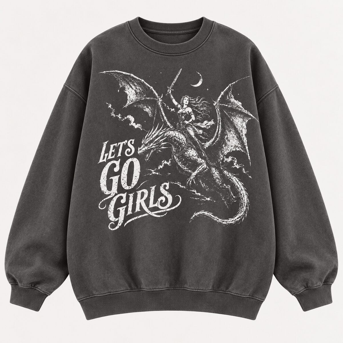 Let’s Go Girls Dragon Rider Shirt/Sweatshirt/Hoodie – Vintage Fantasy Woman Graphic Tee