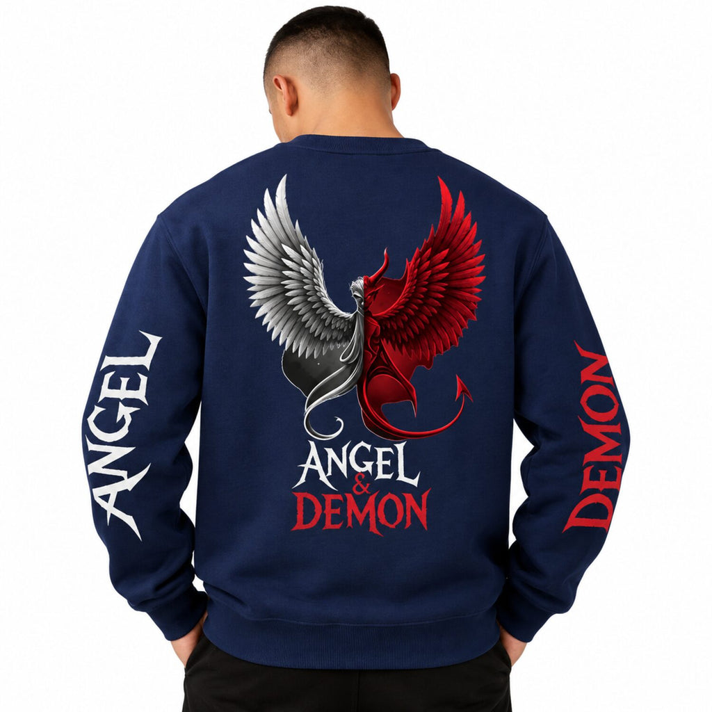 Angel & Demon Gothic Hoodie/Sweatshirt – Dual Wing Graphic Streetwear Sweatshirt