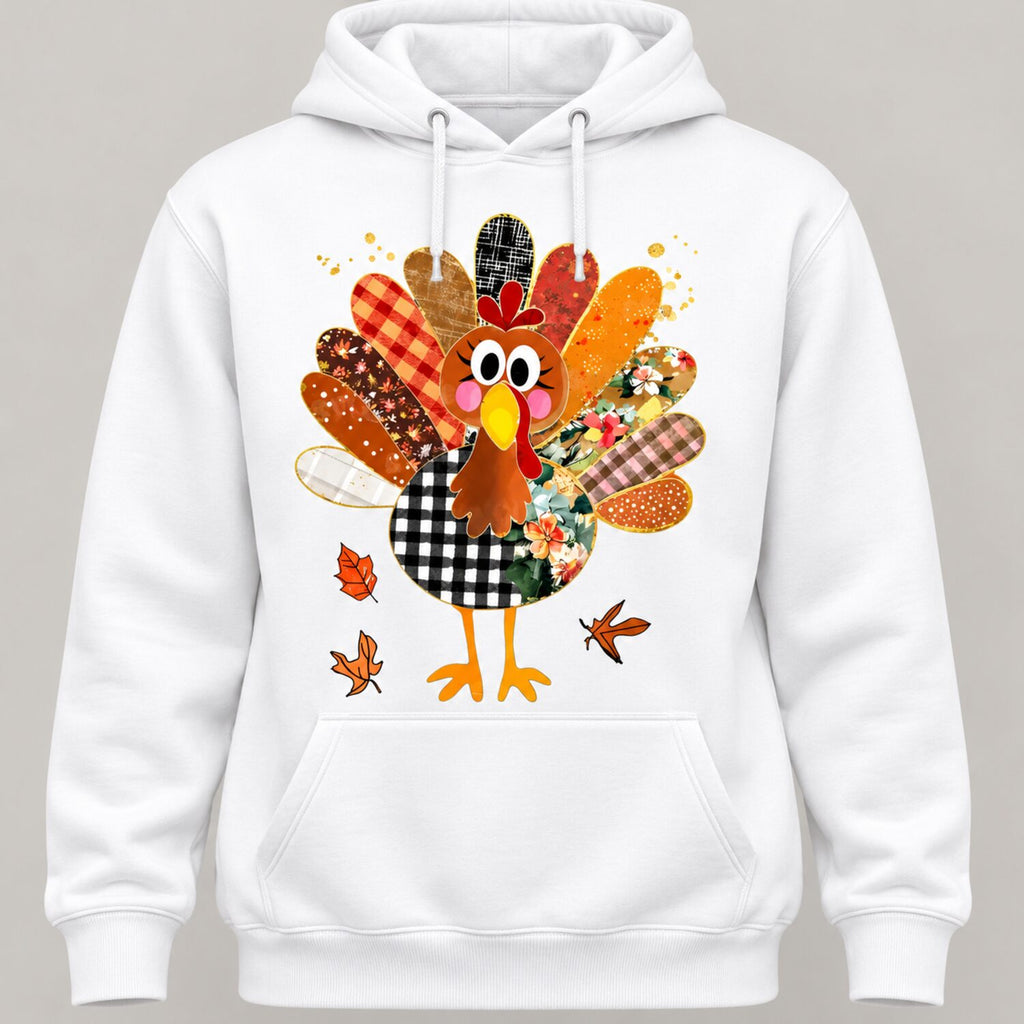 Women's Cute Patchwork Turkey T-Shirt/Sweatshirt/Hoodie – Thanksgiving Fall Graphic Tee