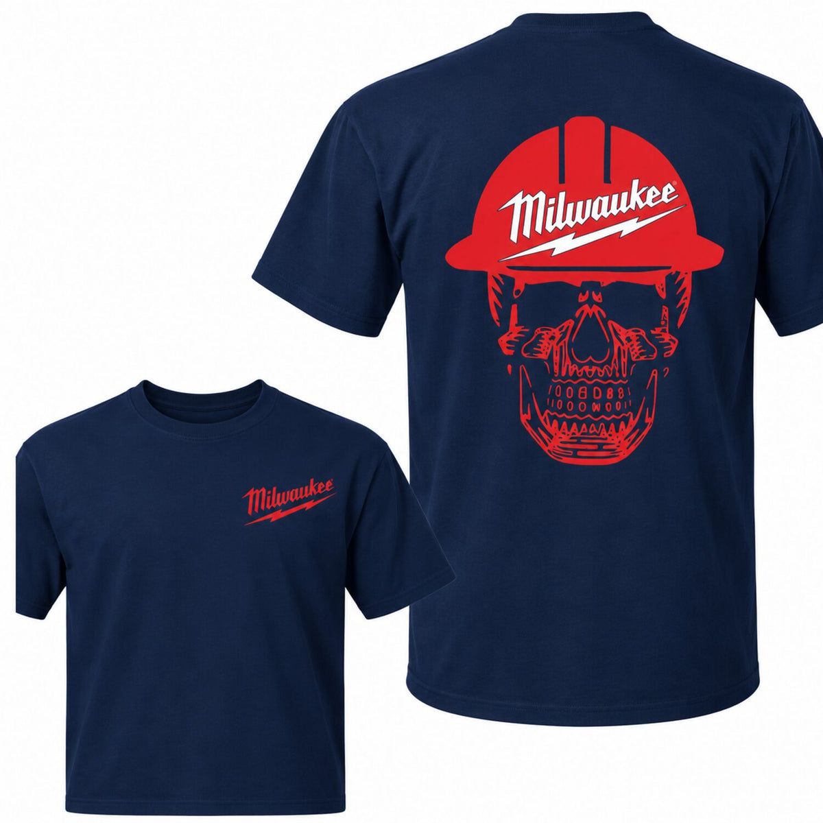 Milwaukee Skull Graphic T-Shirt/Sweatshirt/Hoodie – Hard Hat Workwear Front & Back Print Tee