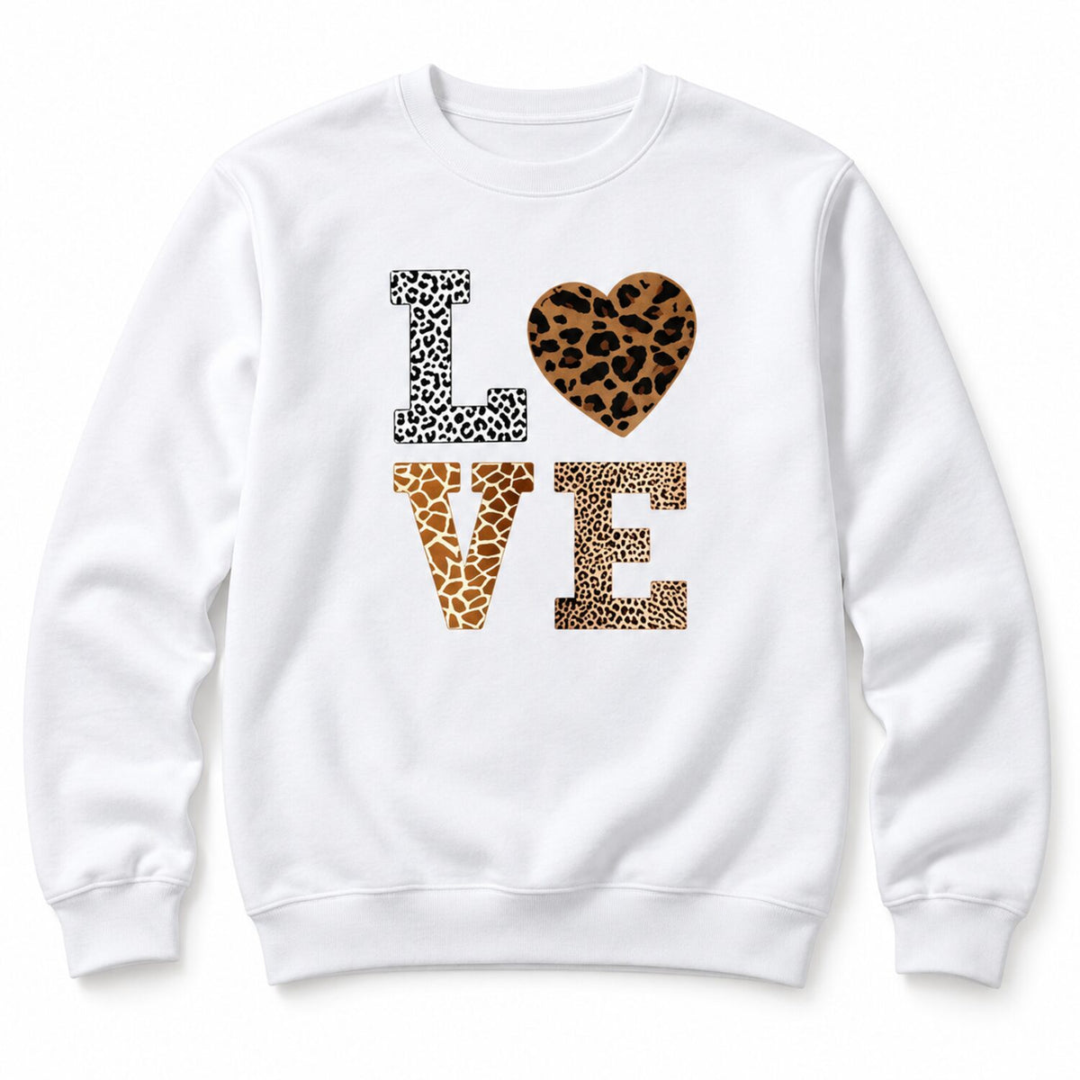 Leopard Print LOVE Long Sleeve Shirt/Sweatshirt/Hoodie – Women's Red Heart Graphic Casual Top