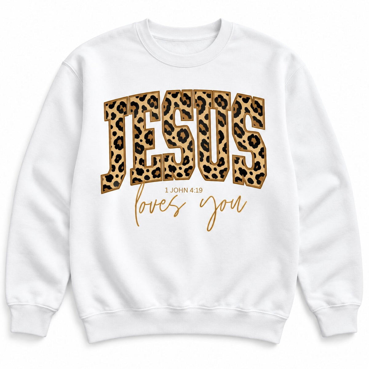 Jesus Loves You Leopard Print T-Shirt/Sweatshirt/Hoodie – Trendy Christian Faith Graphic Tee for Women