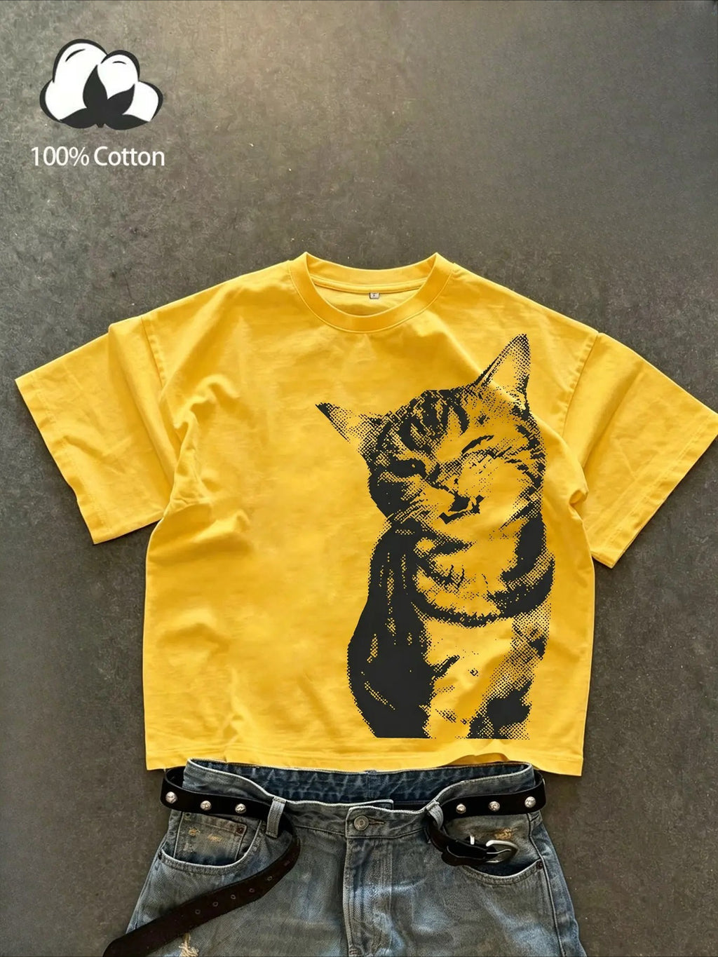 Retro Cute Cat Graphic T-Shirt, Sweatshirt & Hoodie – Funny Pet Lover Vintage Streetwear Apparel
