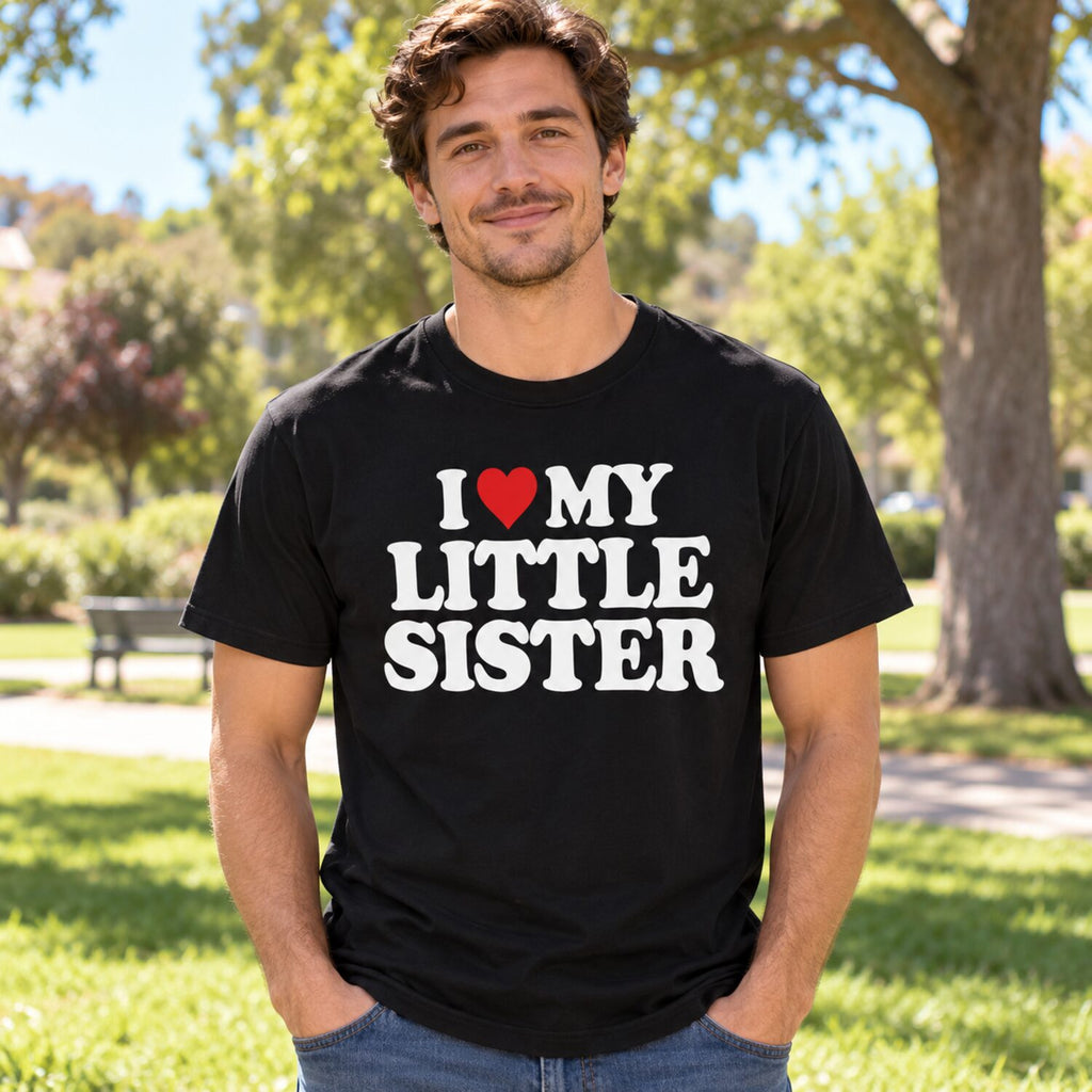 I Love My Little Sister T-Shirt/Sweatshirt/Hoodie – Retro Heart Graphic Tee, Cute Sibling Love Gift