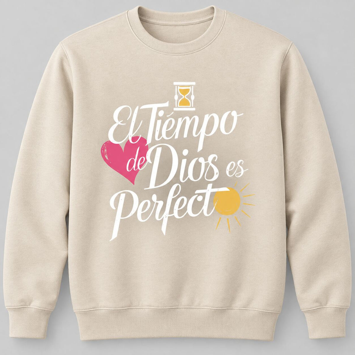 El Tiempo de Dios es Perfecto Faith Graphic T-Shirt, Sweatshirt & Hoodie – Spanish Christian Inspirational Apparel