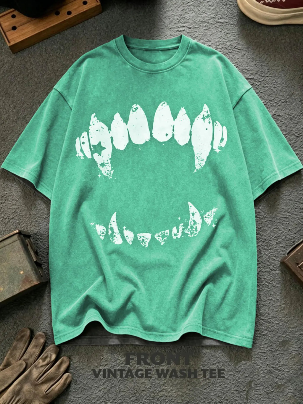 Vintage Vampire Fangs T-Shirt/Sweatshirt/Hoodie – Gothic Horror Bite Graphic Washed Tee