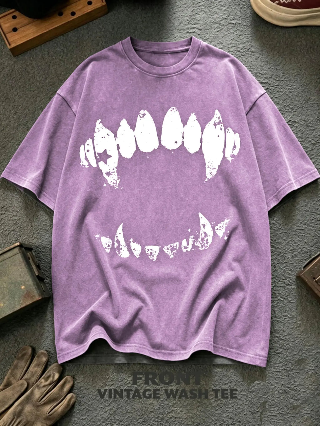 Vintage Vampire Fangs T-Shirt/Sweatshirt/Hoodie – Gothic Horror Bite Graphic Washed Tee