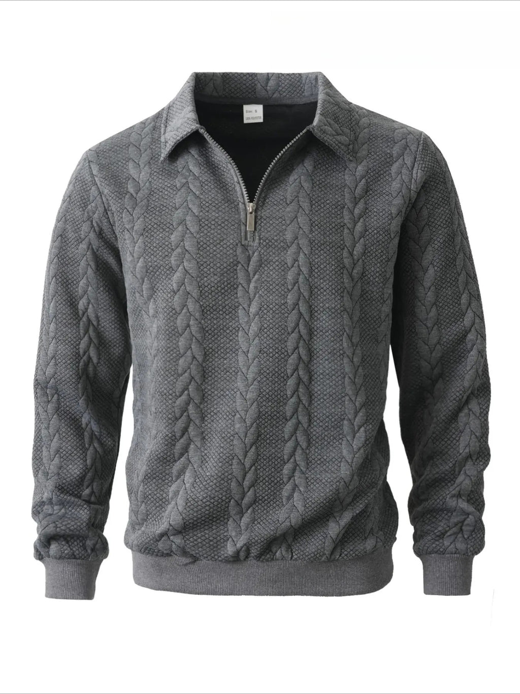 Men's Cable Knit Quarter-Zip Polo Sweater – Old Money Long Sleeve Textured Knit Pullover