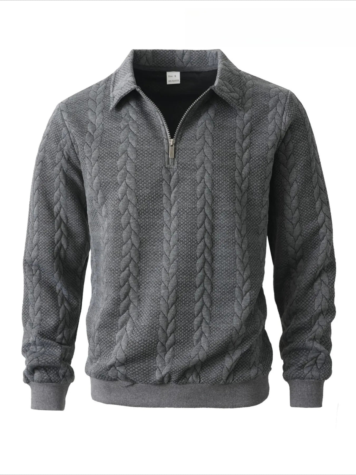 Men's Cable Knit Quarter-Zip Polo Sweater – Old Money Long Sleeve Textured Knit Pullover