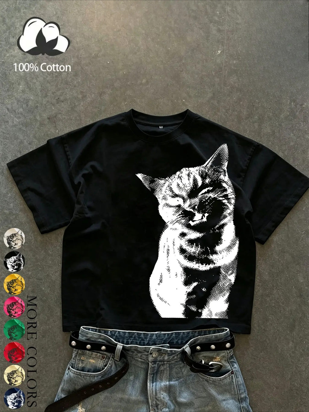 Retro Cute Cat Graphic T-Shirt, Sweatshirt & Hoodie – Funny Pet Lover Vintage Streetwear Apparel
