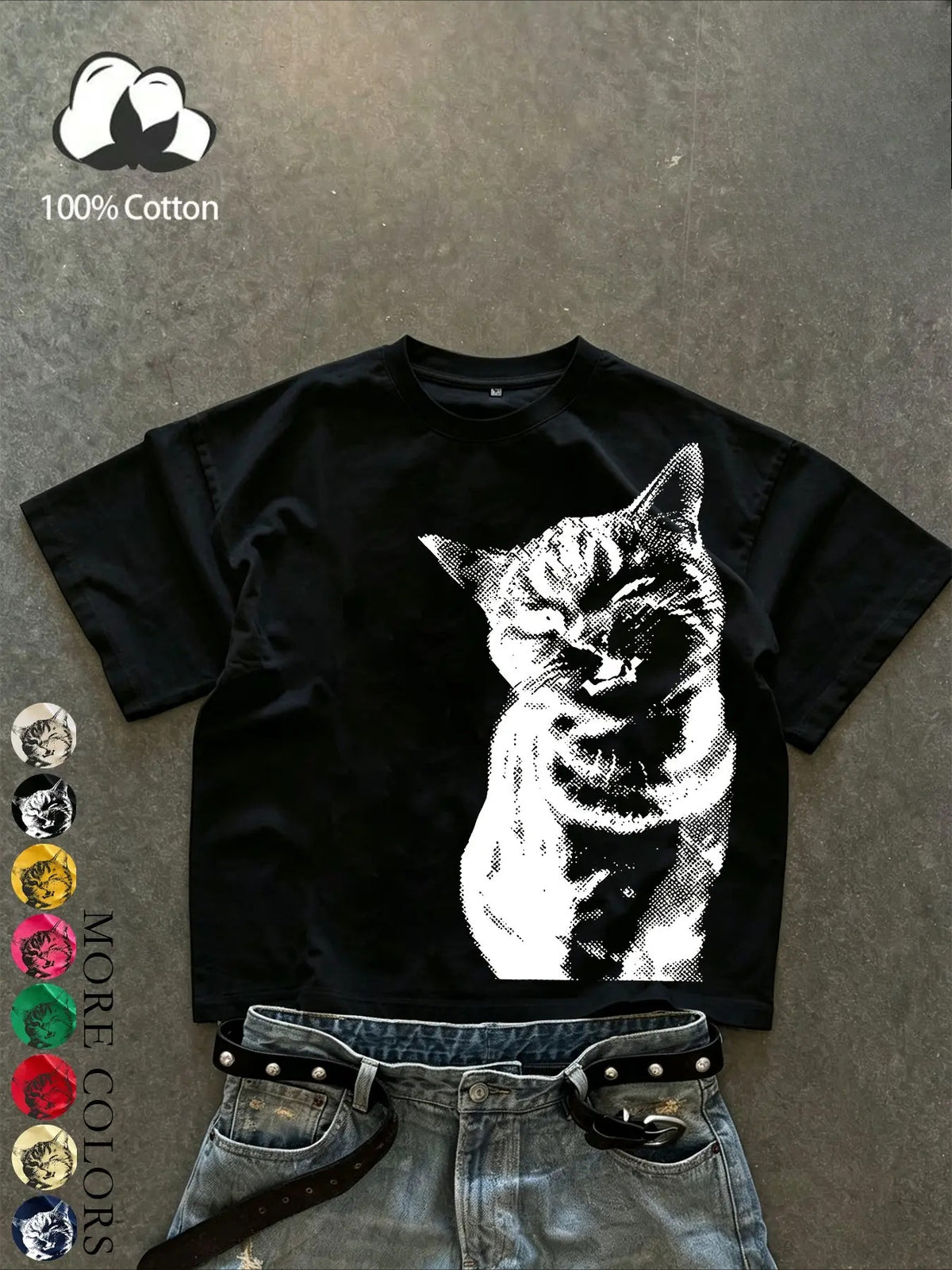 Retro Cute Cat Graphic T-Shirt, Sweatshirt & Hoodie – Funny Pet Lover Vintage Streetwear Apparel