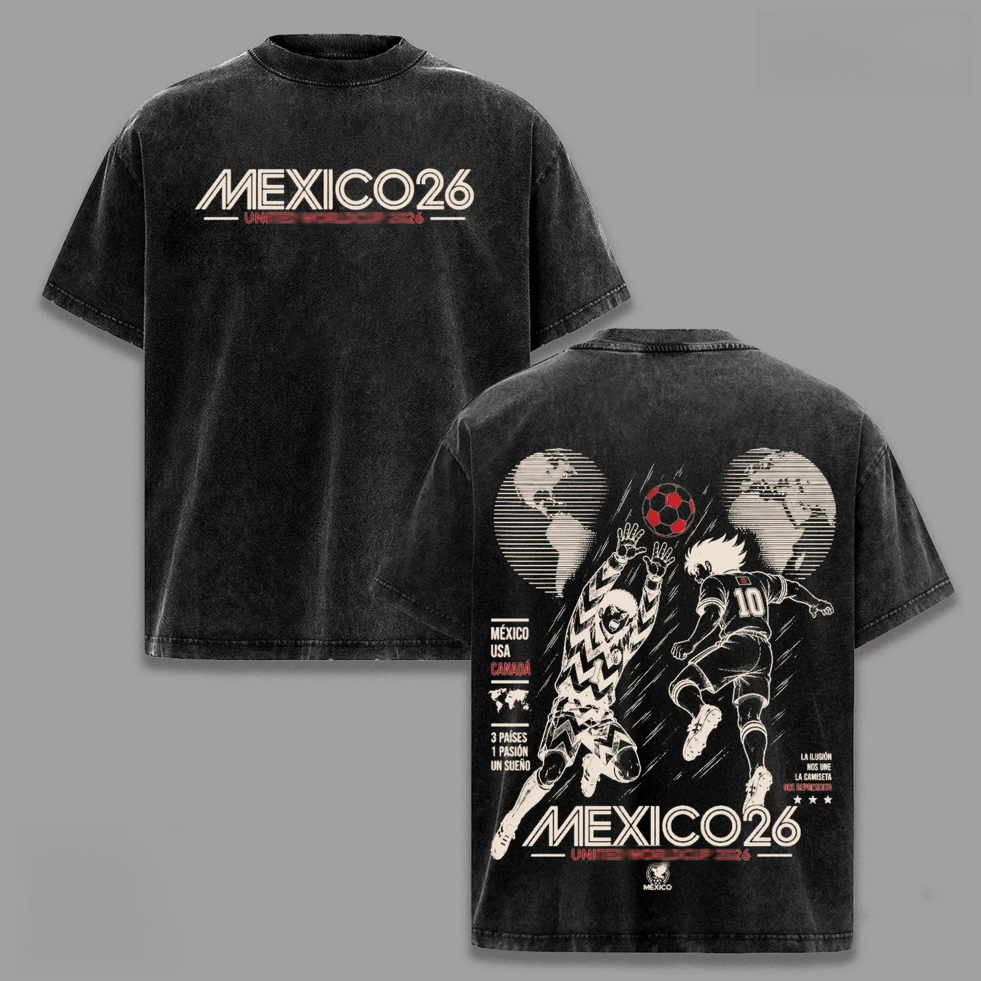 Mexico 2026 World Cup Vintage T-Shirt/Sweatshirt/Hoodie – Retro Anime Soccer Graphic Tee, Front & Back Print Football Fan Streetwear