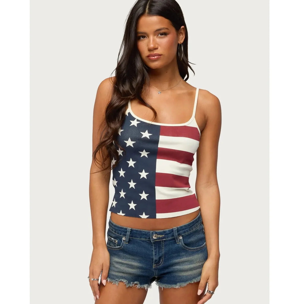 Vintage USA Flag Crop Tank - Stars. Stripes. Summer.🏖️