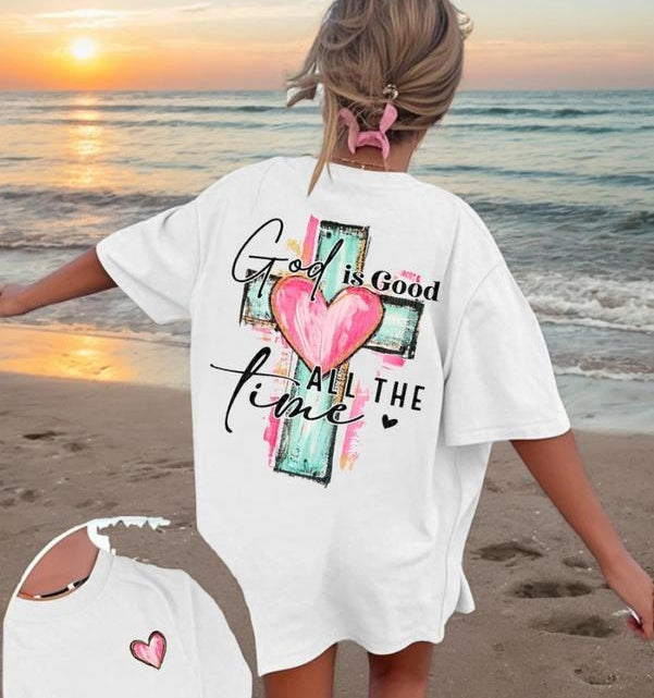 ✝️God Is Good All the Time Christian Graphic T-Shirt for Women