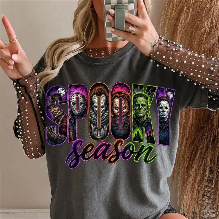 Spooky Season Horror Graphic Shirt /Hoodie/Sweatshirt– Retro Scary Movie Halloween T-Shirt, Crewneck & Hoodie
