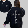 Jesus Has My Back T-Shirt, Sweatshirt & Hoodie – Christian Faith Heart Graphic Front & Back Print