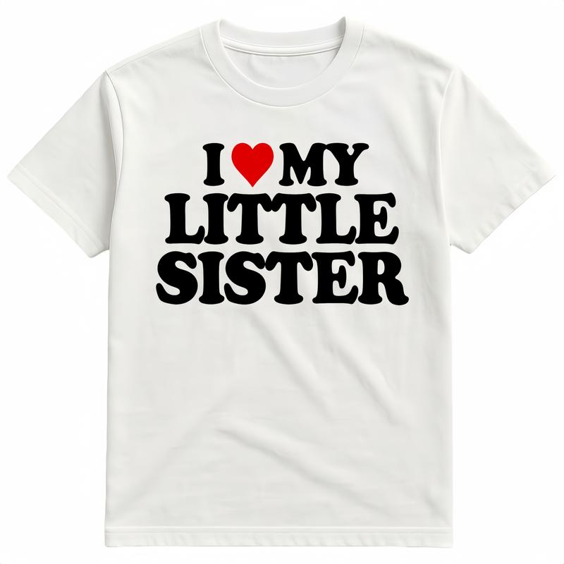 I Love My Little Sister T-Shirt/Sweatshirt/Hoodie – Retro Heart Graphic Tee, Cute Sibling Love Gift