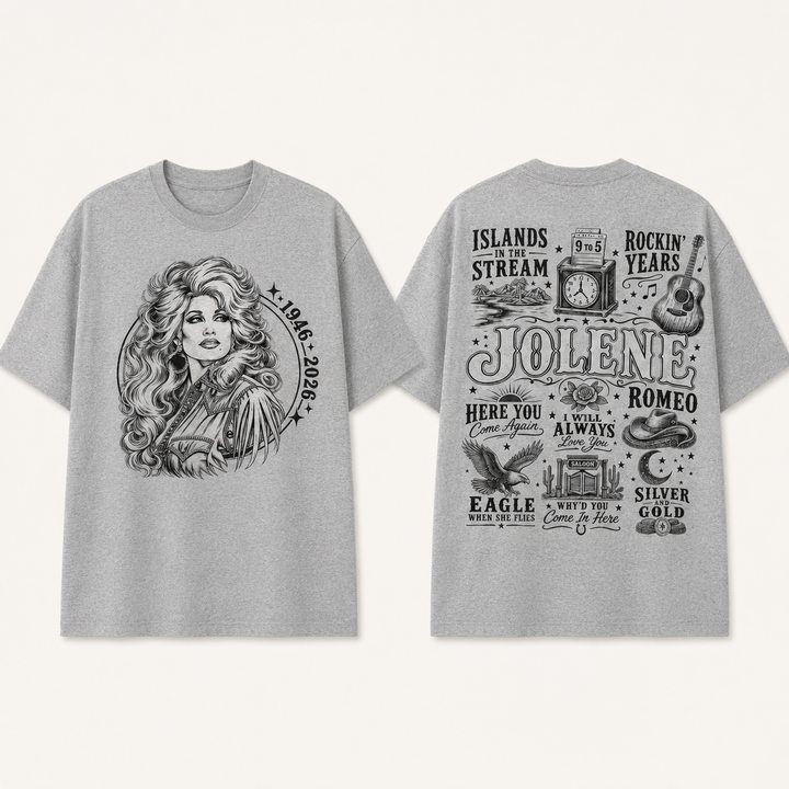 Jolene Country Music Tribute Graphic T-Shirt, Sweatshirt & Hoodie – 1946–2026 Vintage Western Singer Memorial Print, Retro Country Music Apparel