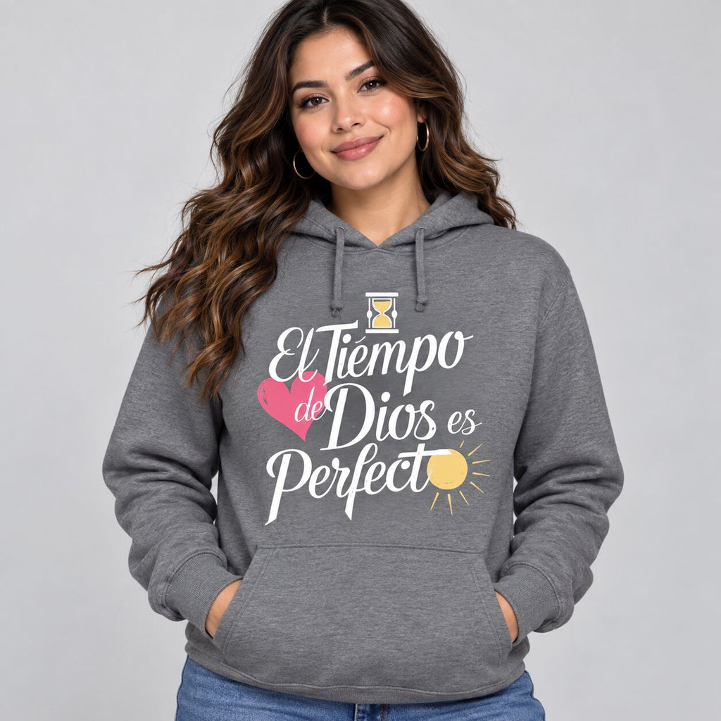 El Tiempo de Dios es Perfecto Faith Graphic T-Shirt, Sweatshirt & Hoodie – Spanish Christian Inspirational Apparel
