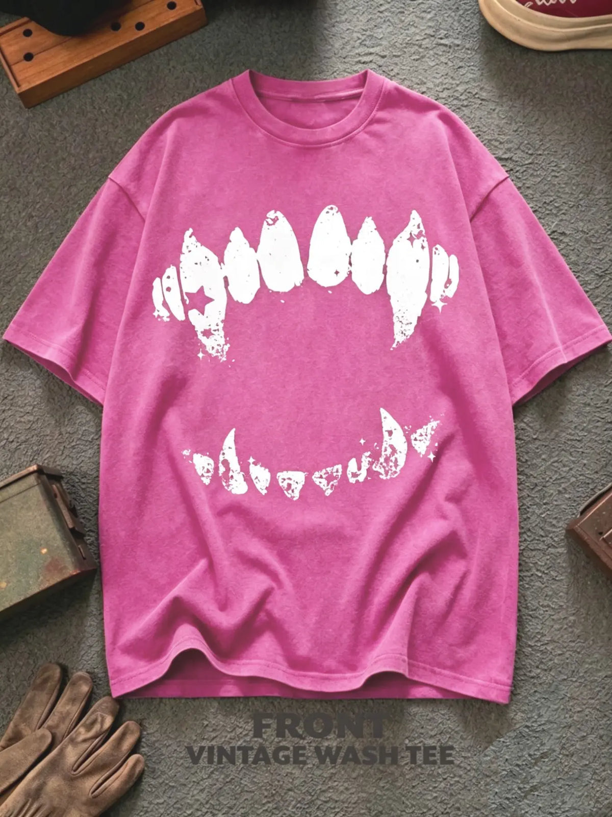 Vintage Vampire Fangs T-Shirt/Sweatshirt/Hoodie – Gothic Horror Bite Graphic Washed Tee